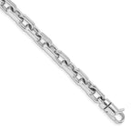 14K White Gold 8.5 inch 7mm Hand Polished Fancy Link with Lobster Clasp Bracelet