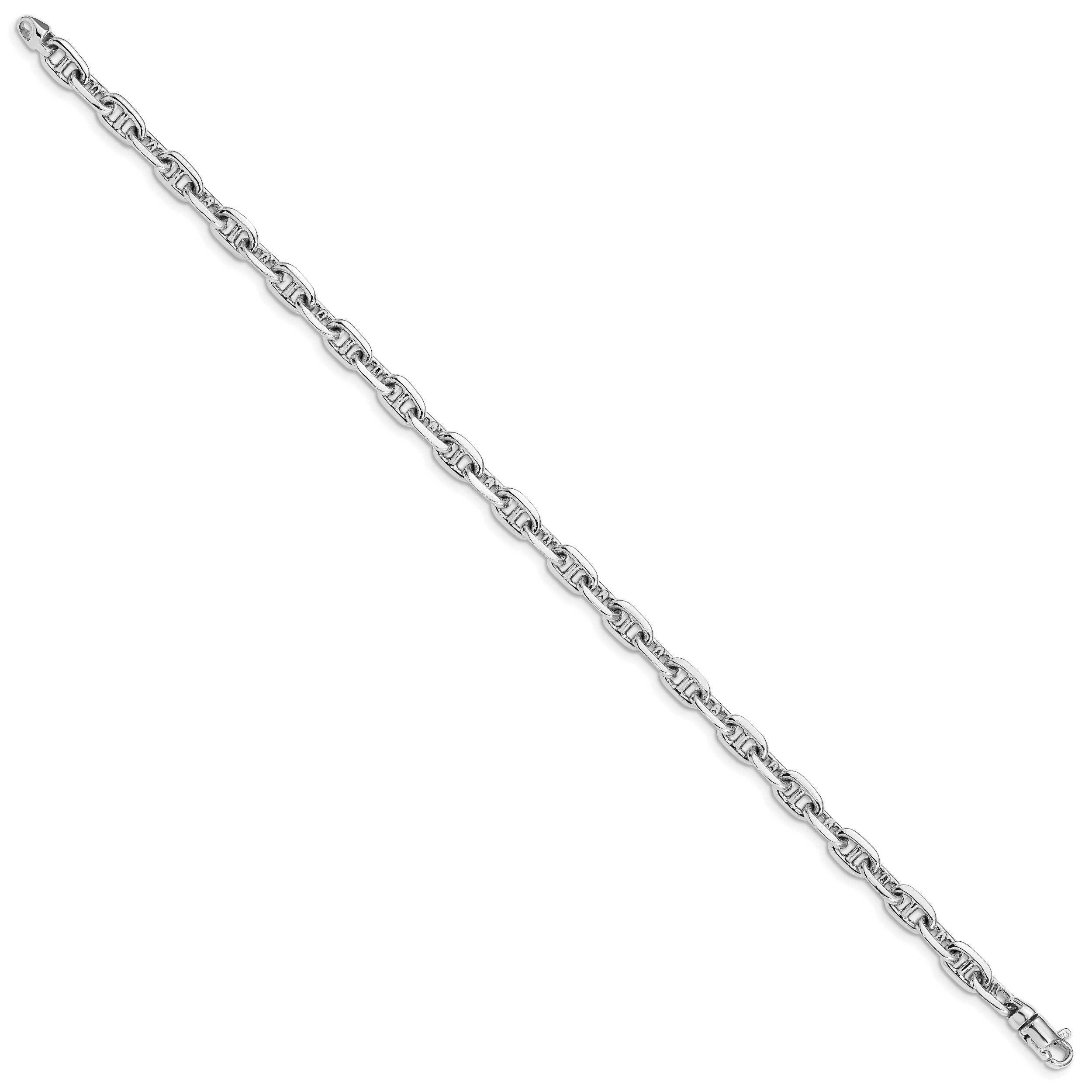 14K White Gold 8.5 inch 5.1mm Hand Polished Fancy Link with Lobster Clasp Bracelet Secondary image