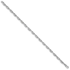 14K White Gold 8.5 inch 5.1mm Hand Polished Fancy Link with Lobster Clasp Bracelet