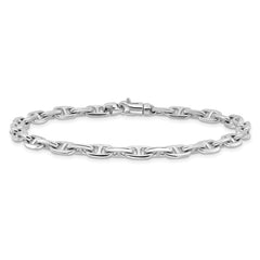 14K White Gold 8.5 inch 5.1mm Hand Polished Fancy Link with Lobster Clasp Bracelet