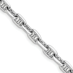 14K White Gold 7.5 inch 5.1mm Hand Polished Fancy Link with Lobster Clasp Bracelet