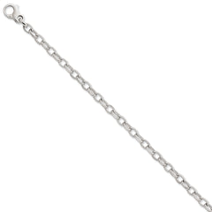 14k White Gold Polished & Ridged Fancy Link Bracelet