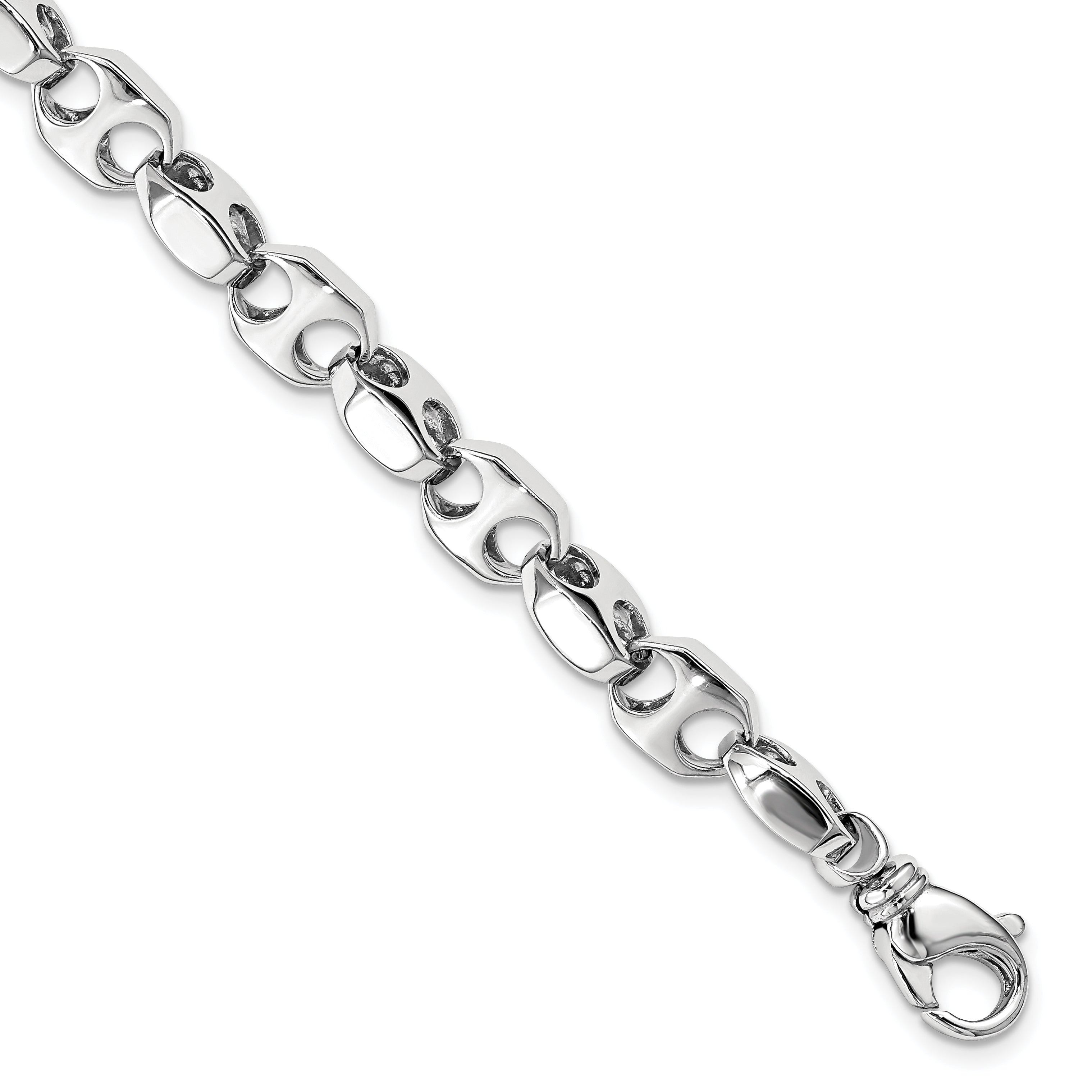14K White Gold 8.25 inch 7.2mm Hand Polished Fancy Link with Fancy Lobster Clasp Bracelet Main image