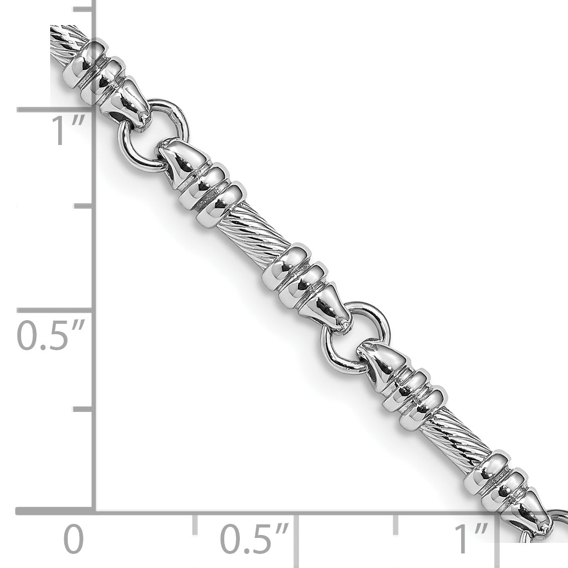 14K White Gold 8 inch 3.5mm Hand Polished and Textured Fancy Link with Fancy Lobster Clasp Bracelet Secondary image