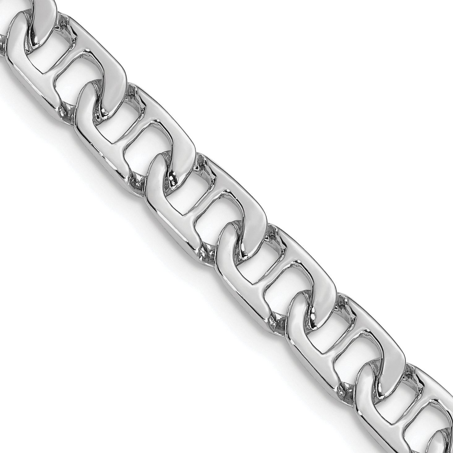 14K White Gold 8.25 inch 6.5mm Hand Polished Fancy Anchor Link with Fancy Lobster Clasp Bracelet Main image