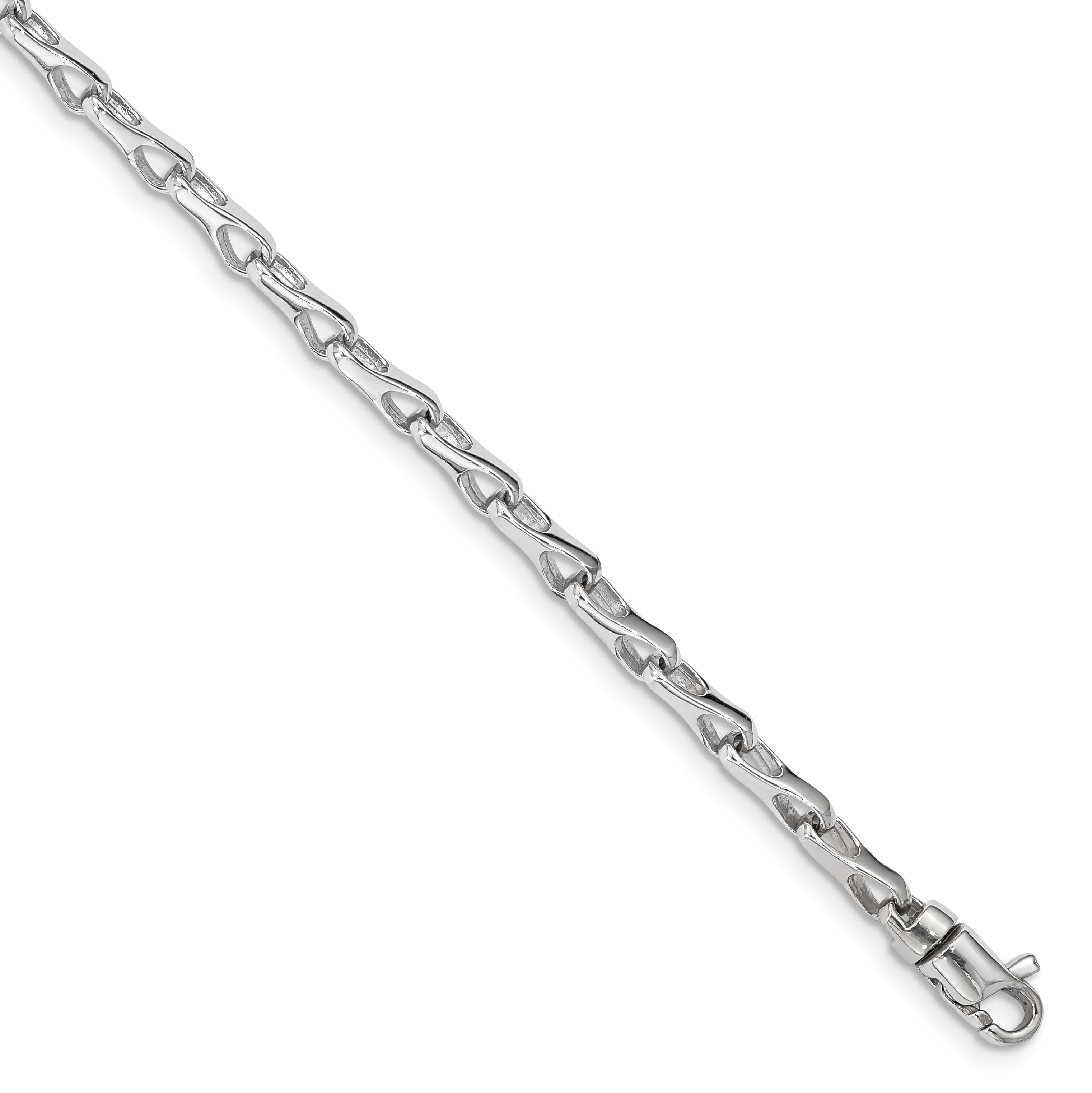14K White Gold 7.25 inch 3.5mm Hand Polished Fancy Link with Lobster Clasp Bracelet Main image