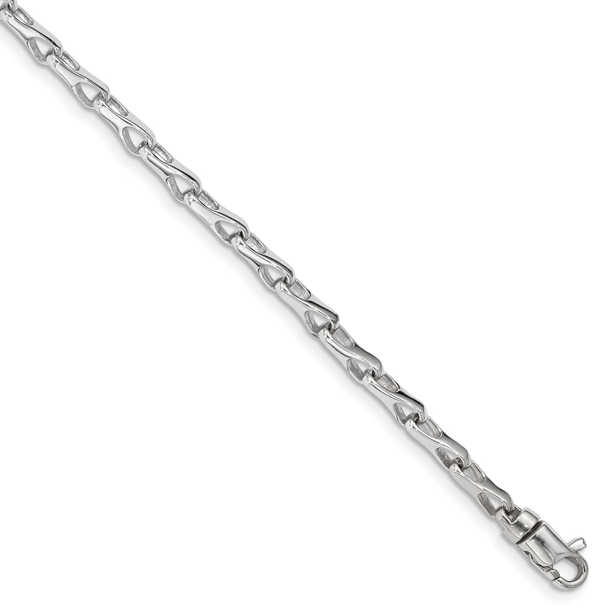 14K White Gold 7.25 inch 3.5mm Hand Polished Fancy Link with Lobster Clasp Bracelet