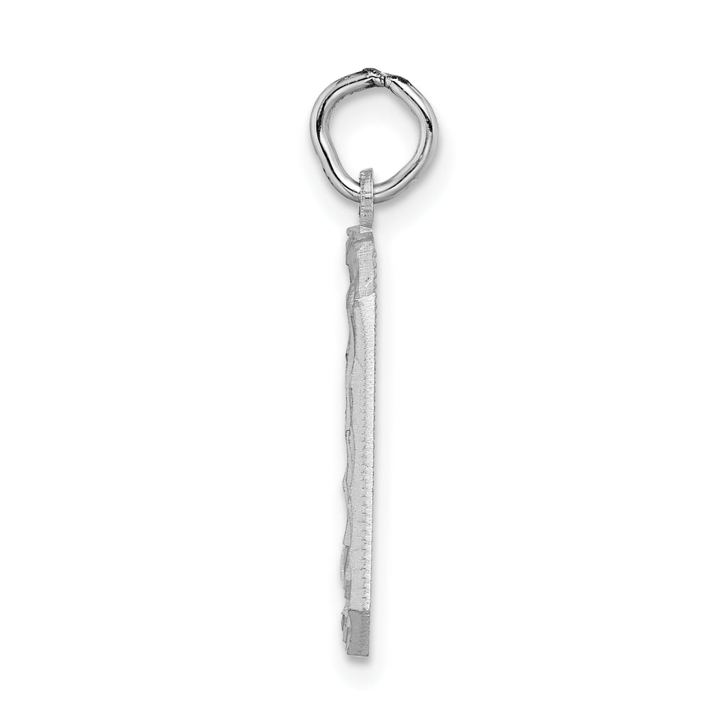 14Kw Large Brushed Diamond-cut Number 0 Charm