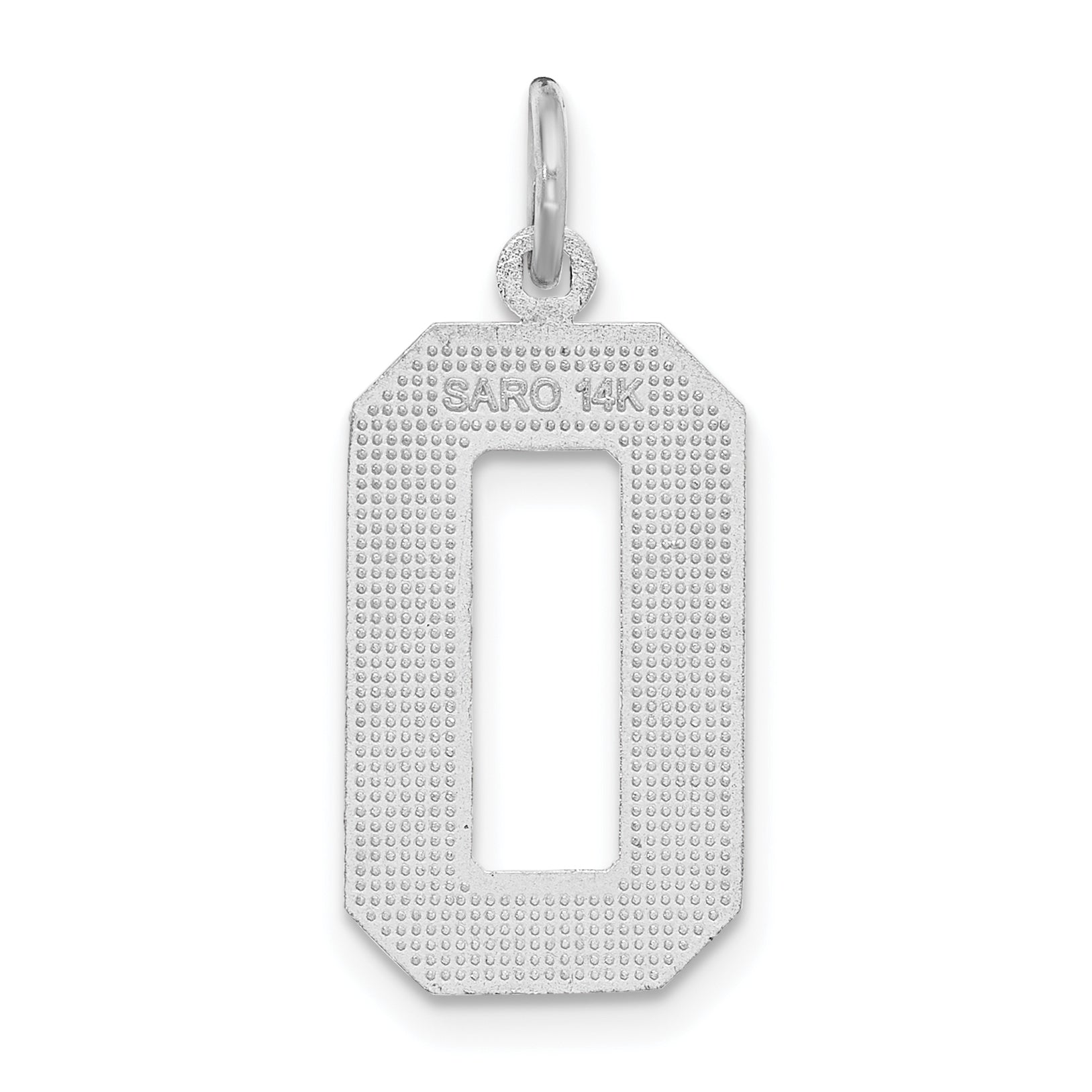 14Kw Large Brushed Diamond-cut Number 0 Charm
