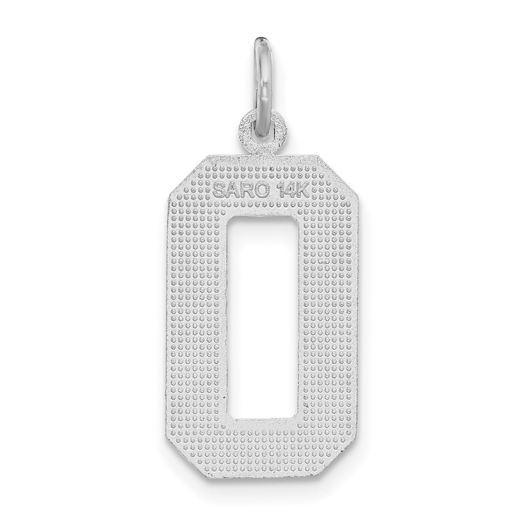 14Kw Large Brushed Diamond-cut Number 0 Charm