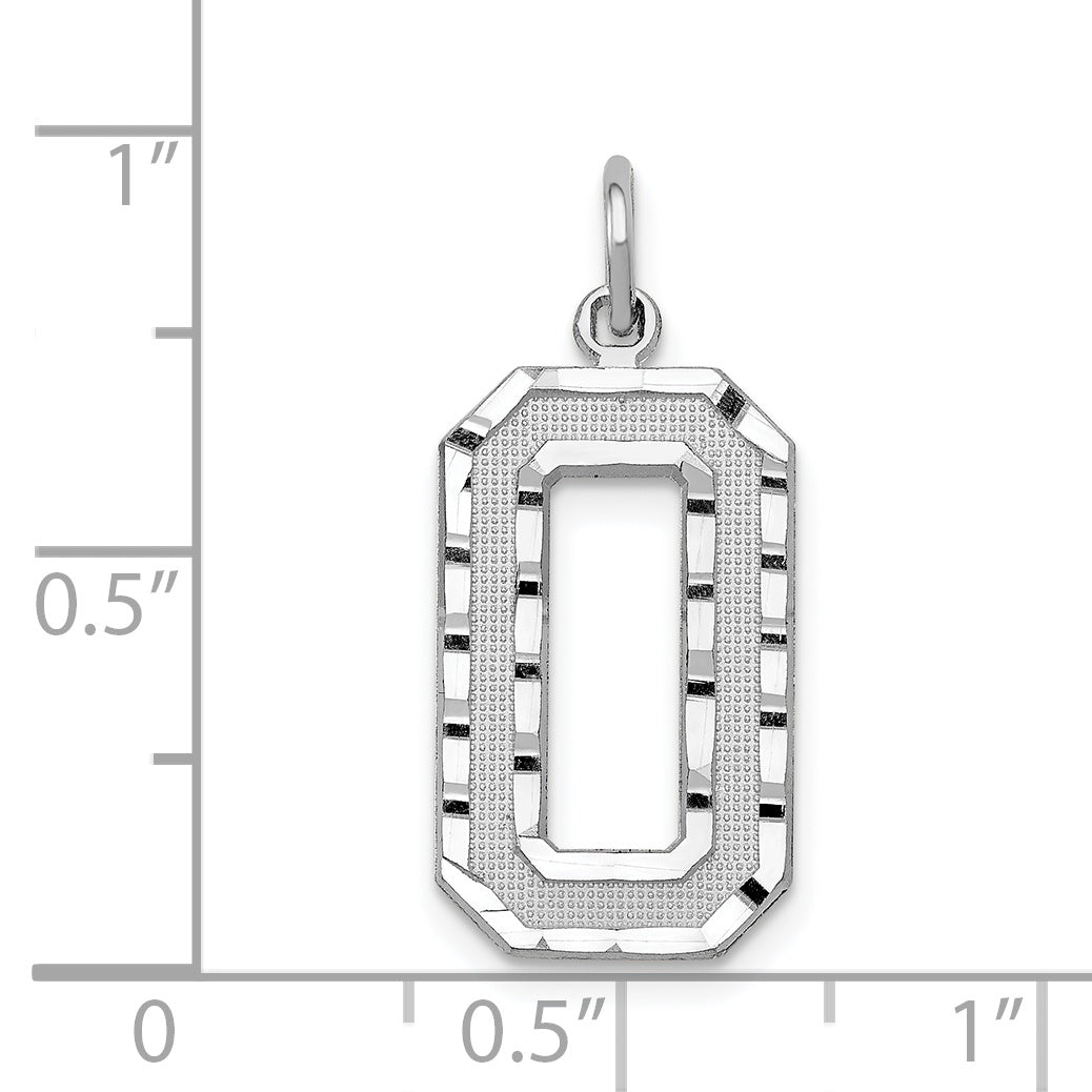 14Kw Large Brushed Diamond-cut Number 0 Charm