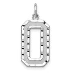 14kw Large Brushed Diamond-cut Number 0 Charm