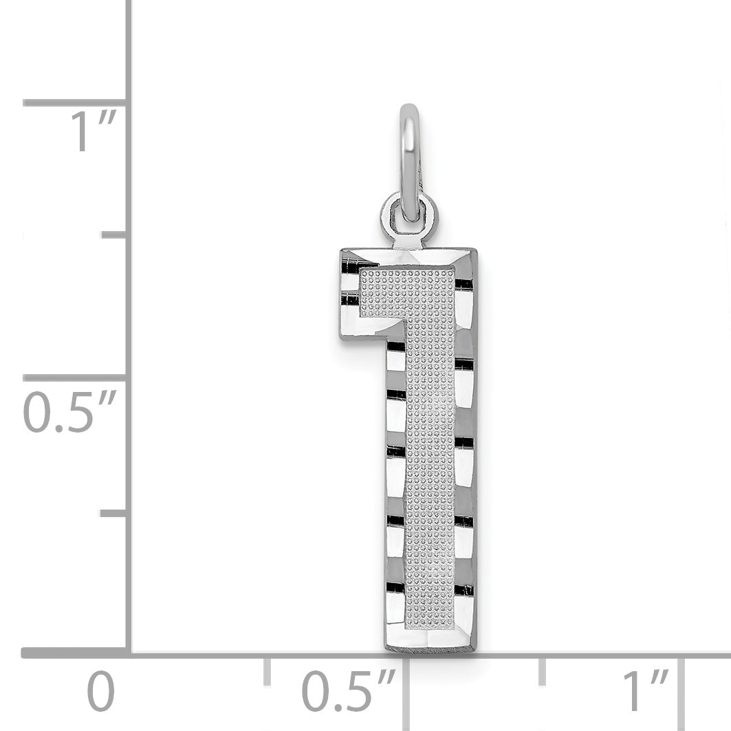 14Kw Large Brushed Diamond-cut  Number 1 Charm Secondary image