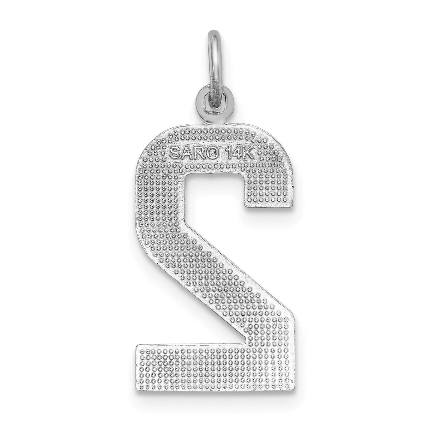 14Kw Large Brushed Diamond-cut  Number 2 Charm