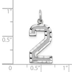 14Kw Large Brushed Diamond-cut  Number 2 Charm