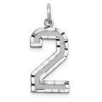 14kw Large Brushed Diamond-cut  Number 2 Charm