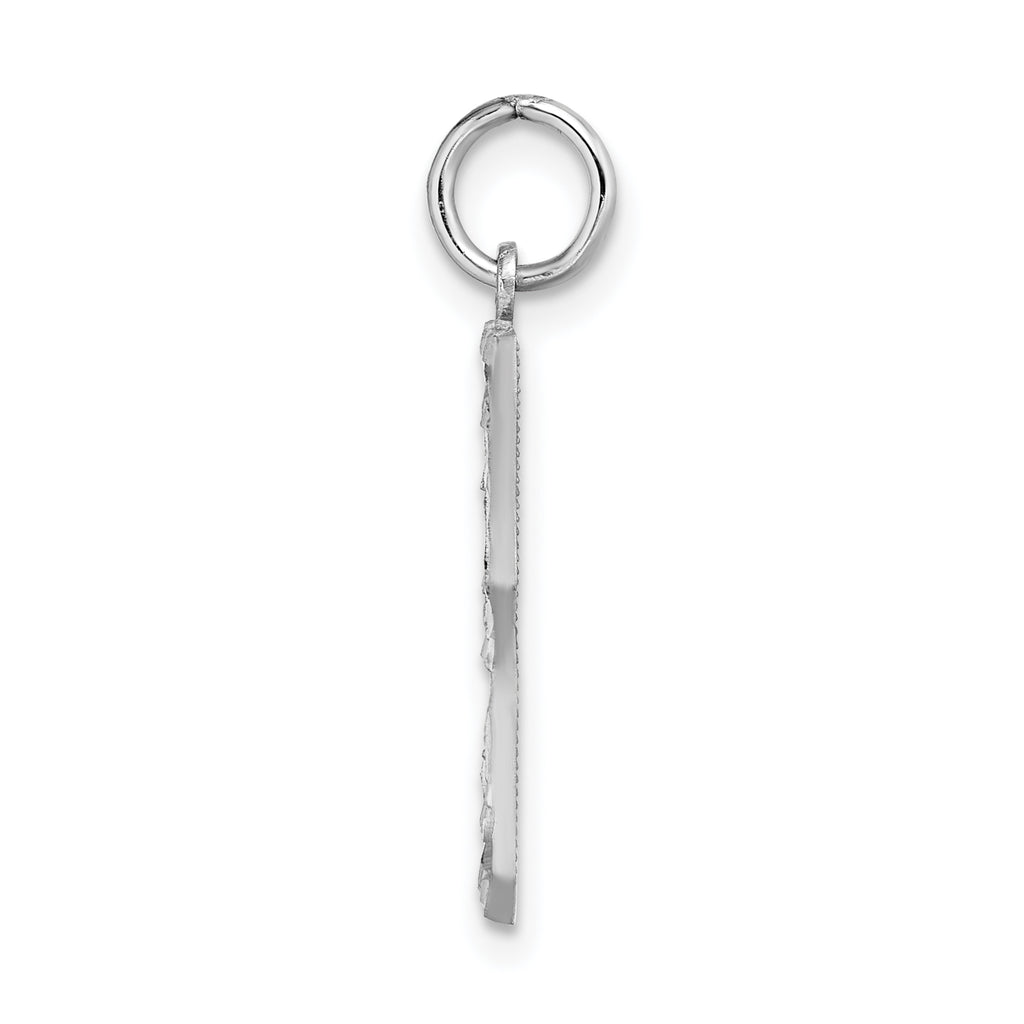 14Kw Large Brushed Diamond-cut Number 3 Charm