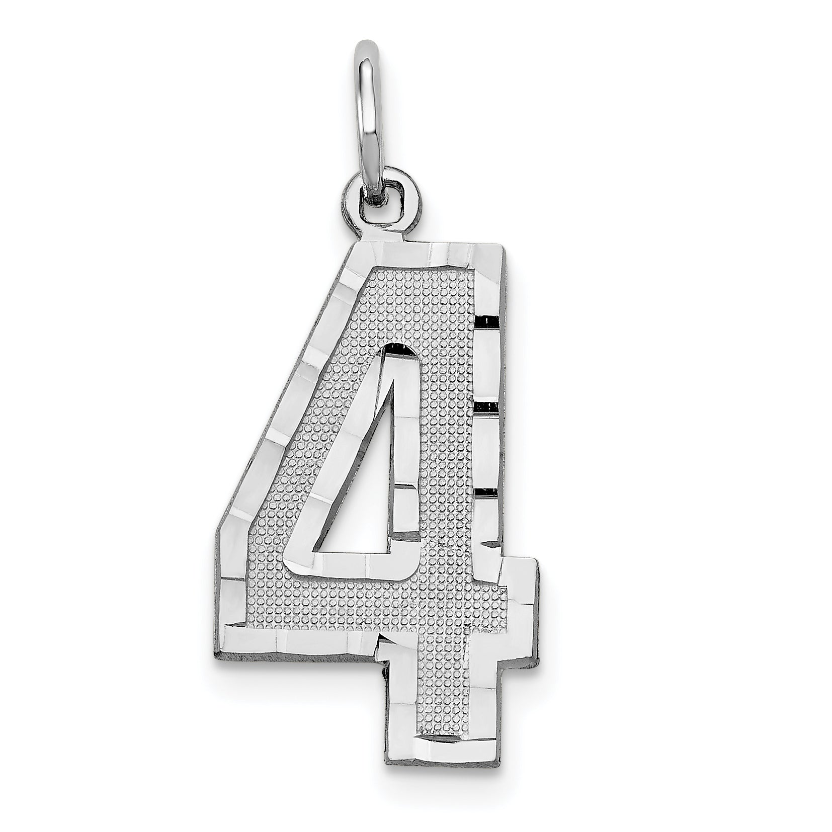 14kw Large Brushed Diamond-cut Number 4 Charm Main image