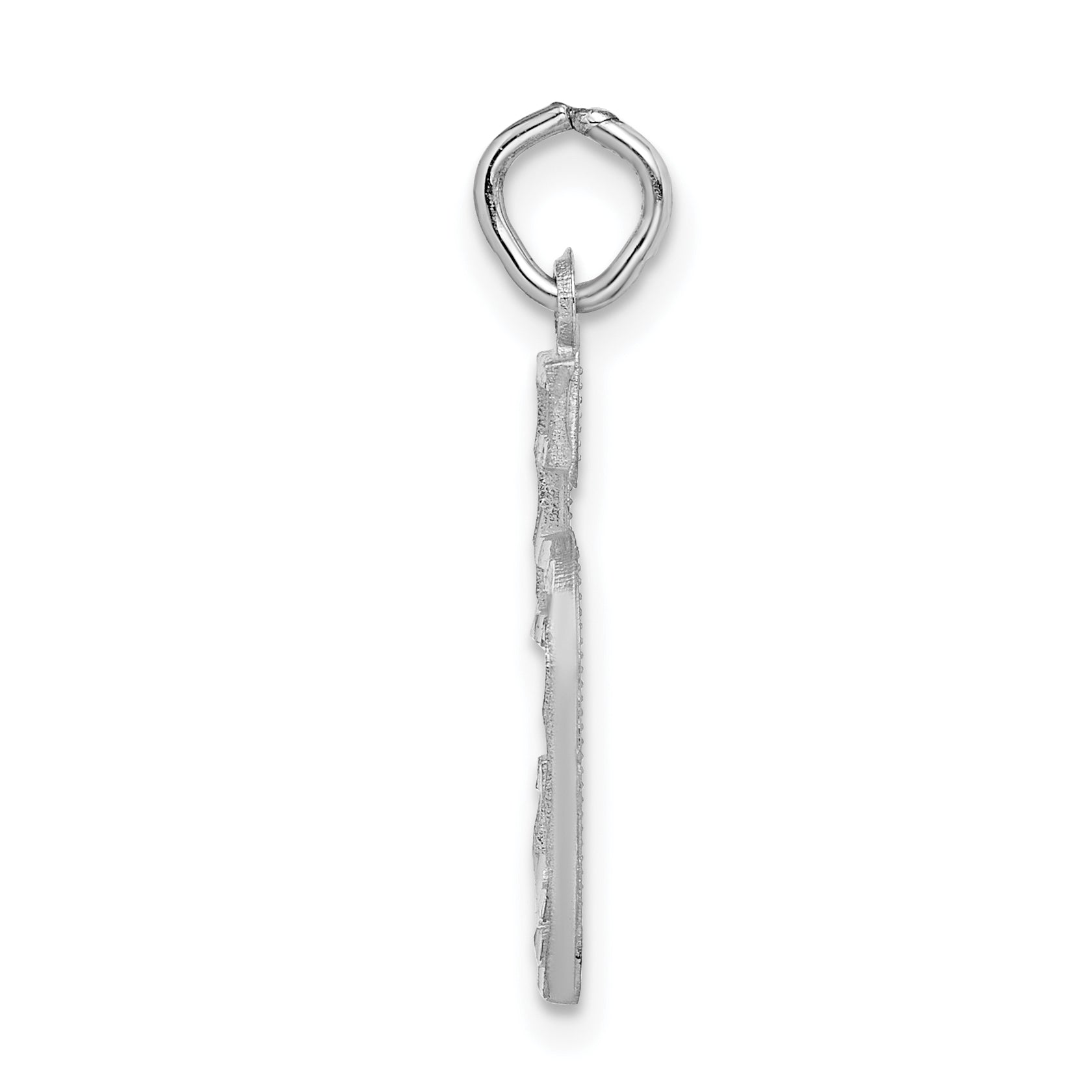14Kw Large Brushed Diamond-cut  Number 5 Charm Secondary image