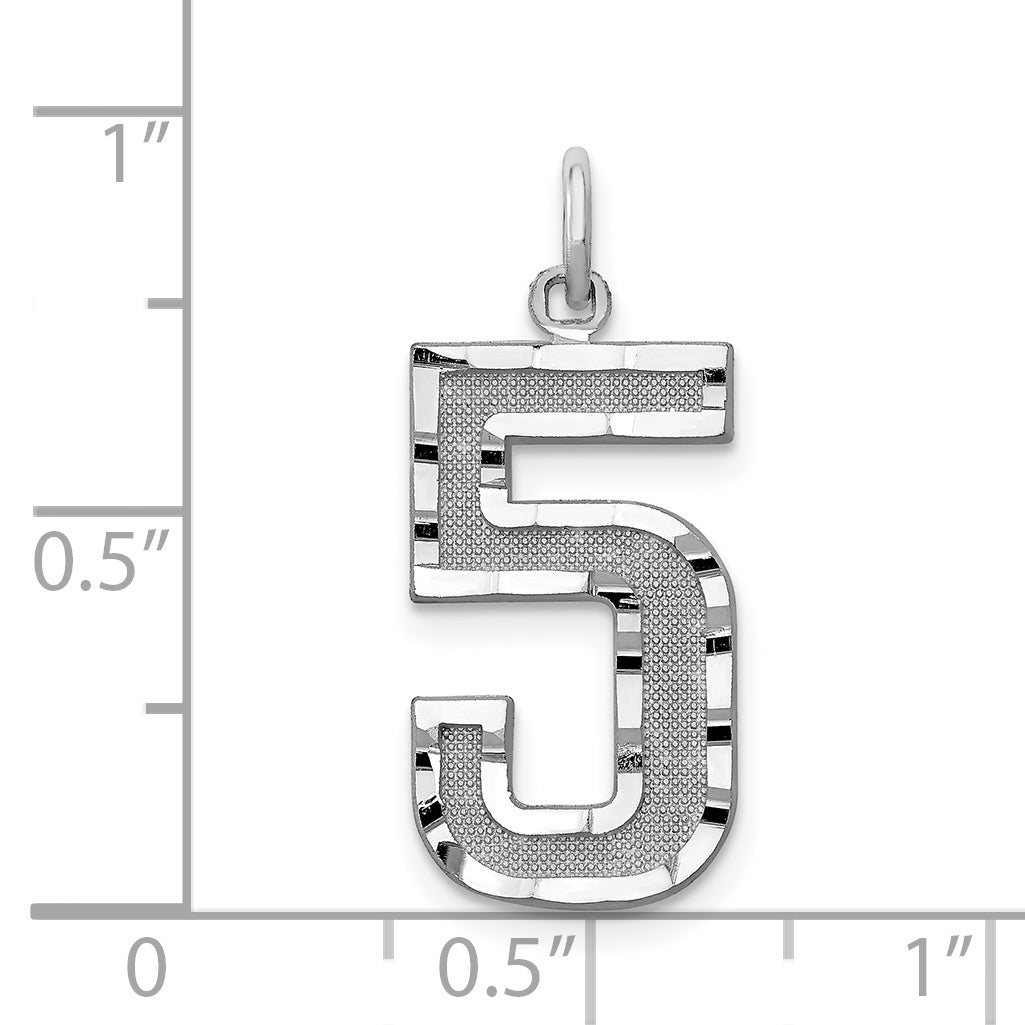 14Kw Large Brushed Diamond-cut  Number 5 Charm