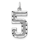 14kw Large Brushed Diamond-cut  Number 5 Charm