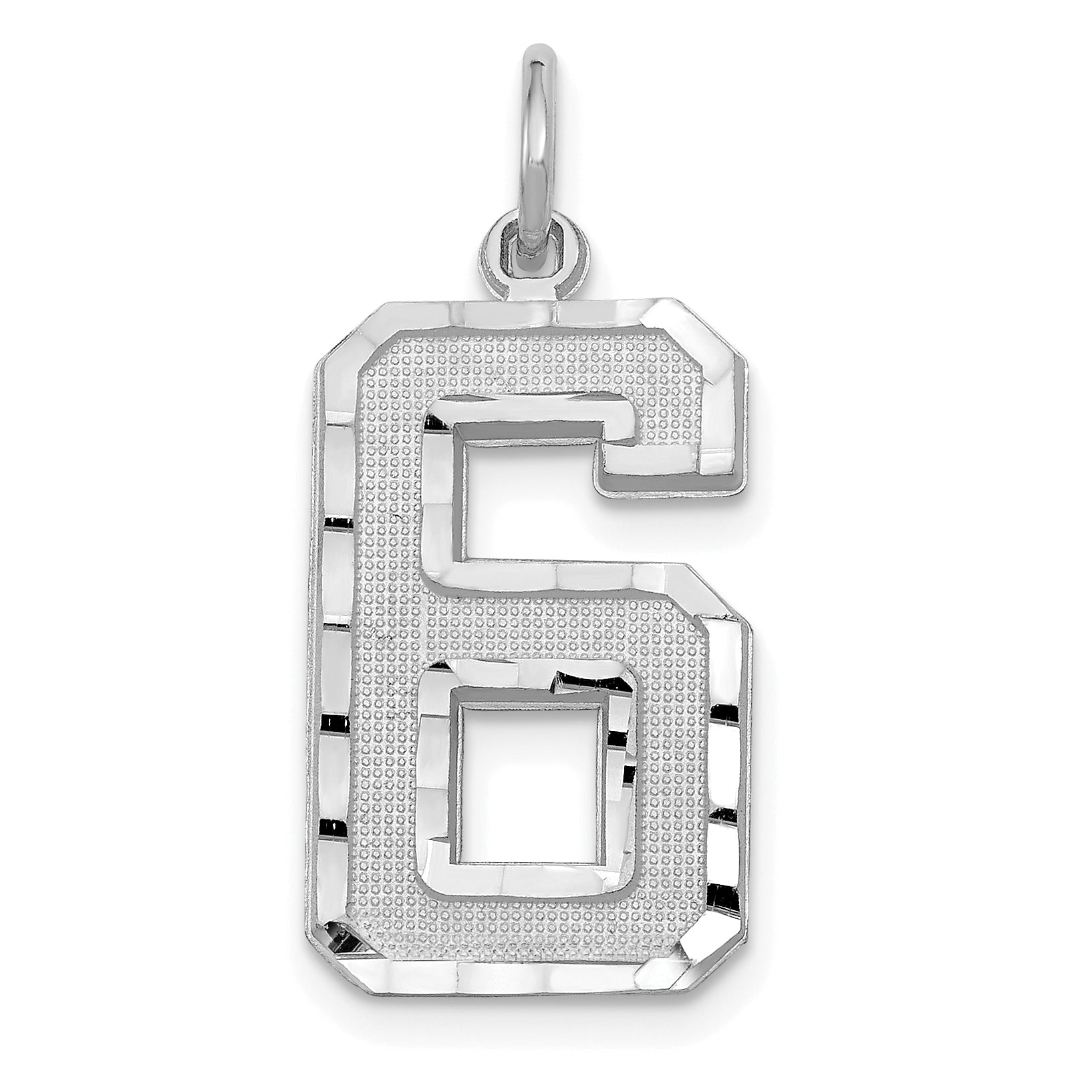 14kw Large Brushed Diamond-cut  Number 6 Charm Main image