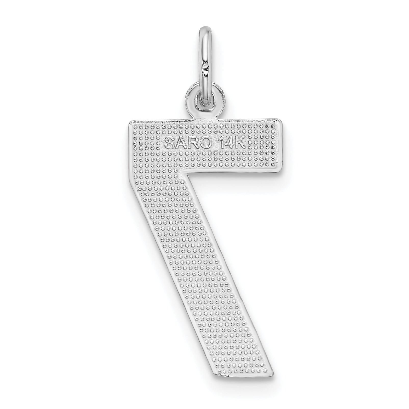 14Kw Large Brushed Diamond-cut  Number 7 Charm