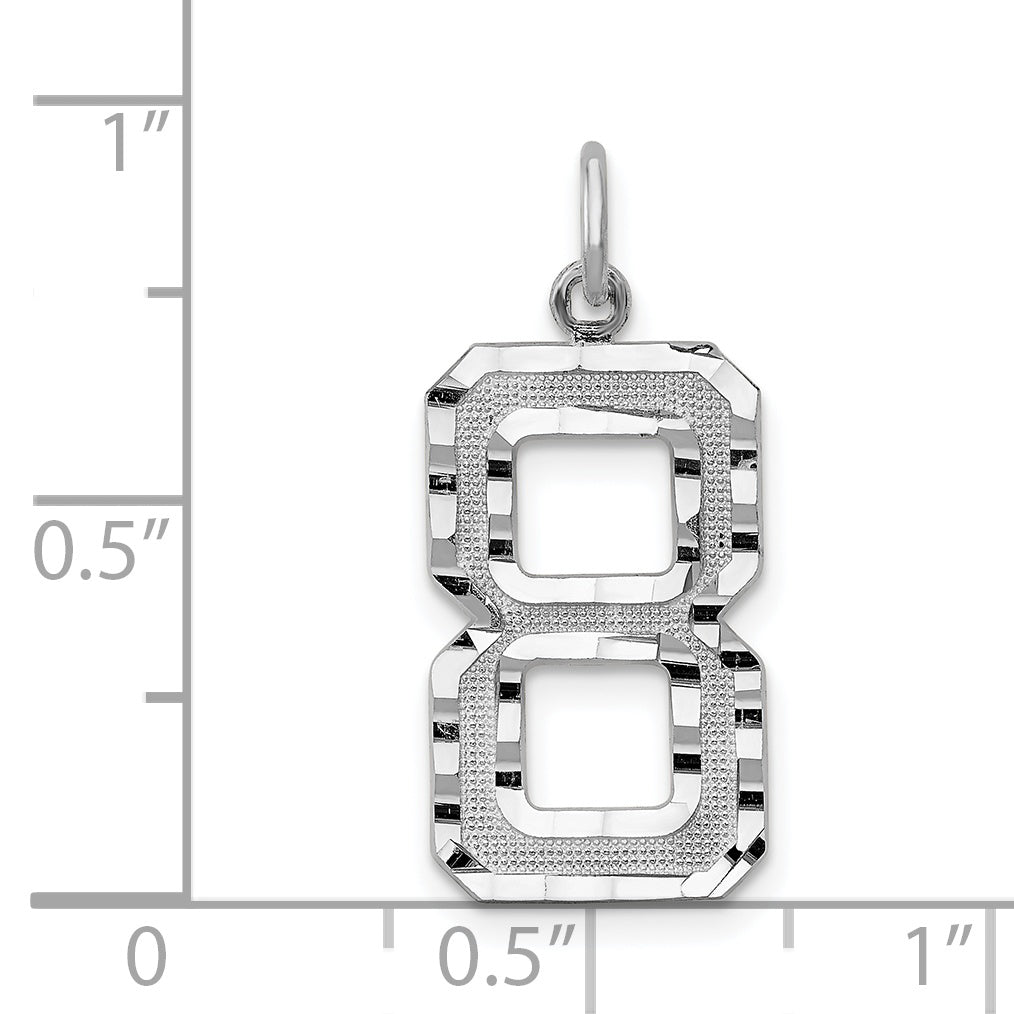 14Kw Large Brushed Diamond-cut  Number 8 Charm