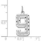 14Kw Large Brushed Diamond-cut  Number 9 Charm