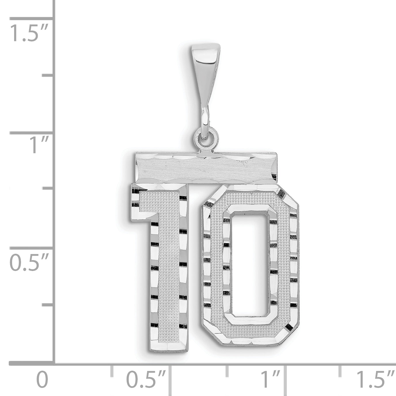 14K White Gold Large Diamond-cut Number 10 Charm Secondary image