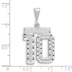 14K White Gold Large Diamond-cut Number 10 Charm