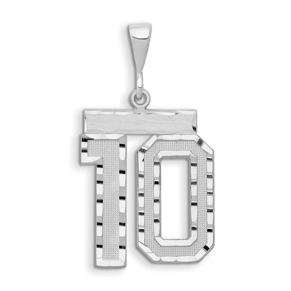14kw Large Brushed Diamond-cut Number 10 Charm