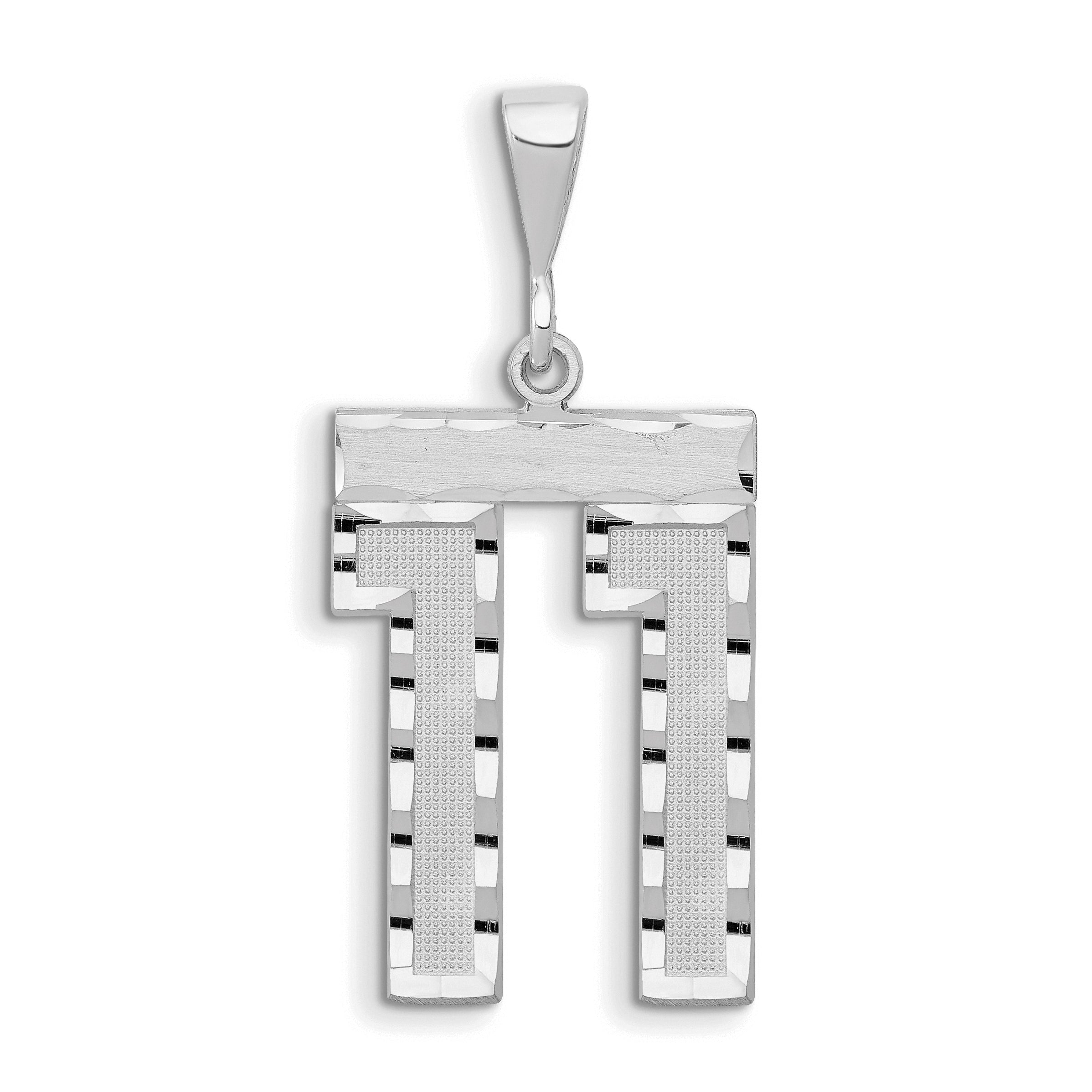 14kw Large Brushed Diamond-cut Number 11 Charm