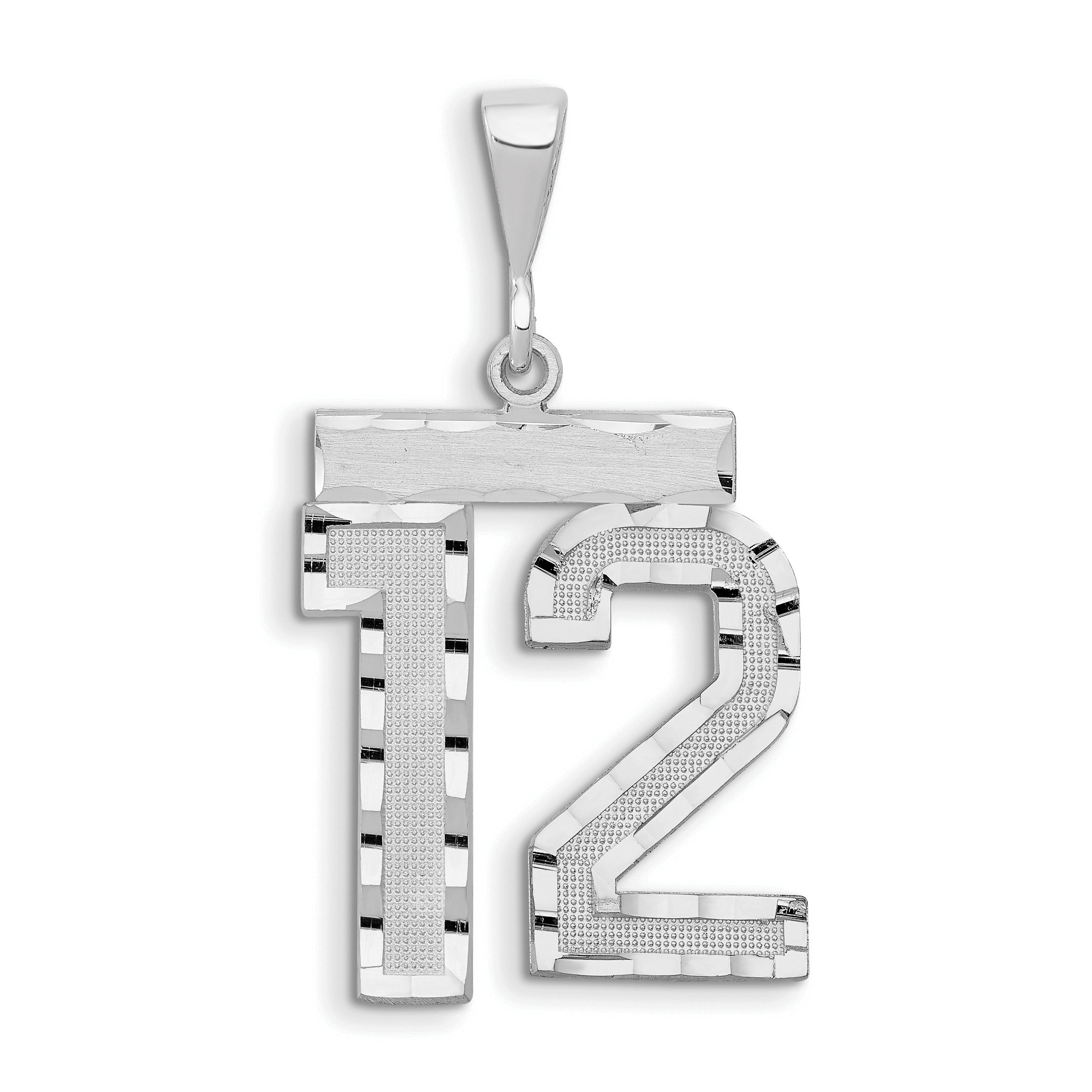 14kw Large Brushed Diamond-cut Number 12 Charm Main image