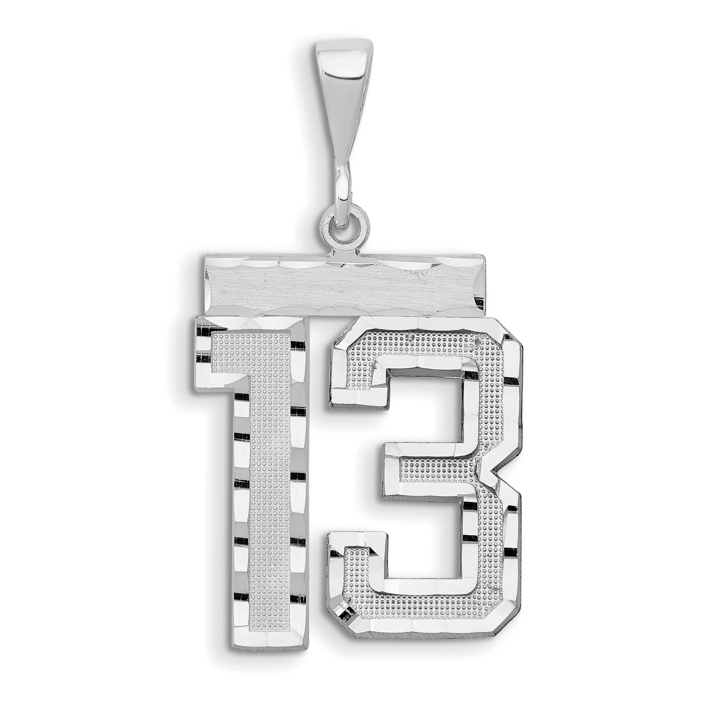 14kw Large Brushed Diamond-cut Number 13 Charm
