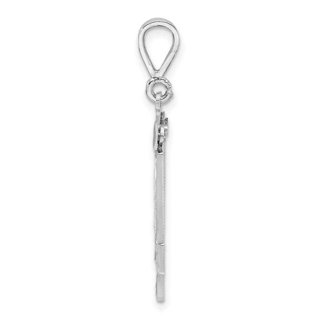 14Kw Large Brushed Diamond-cut Number 14 Charm