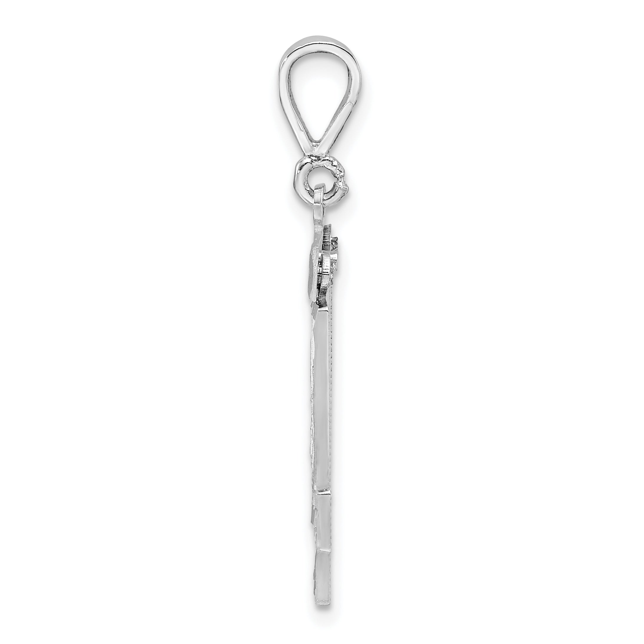 14Kw Large Brushed Diamond-cut Number 14 Charm