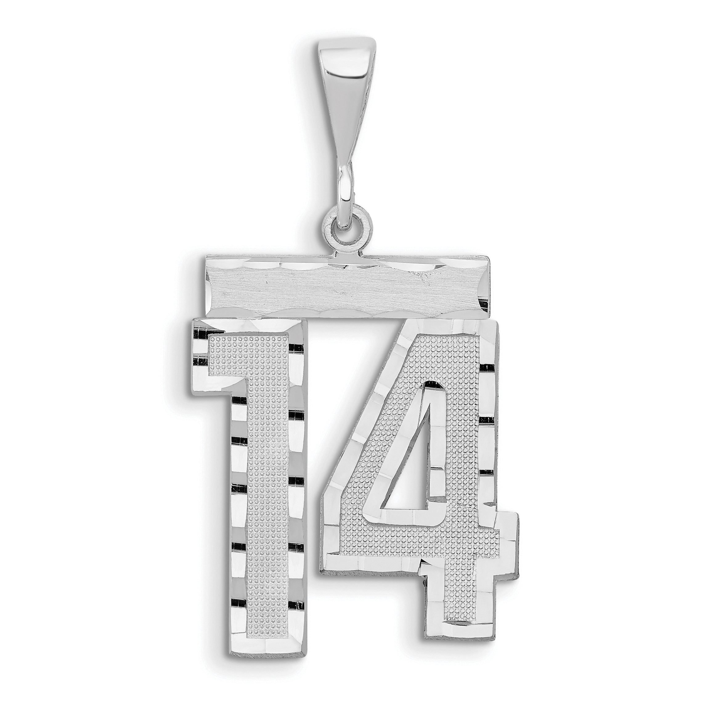 14kw Large Brushed Diamond-cut Number 14 Charm Main image