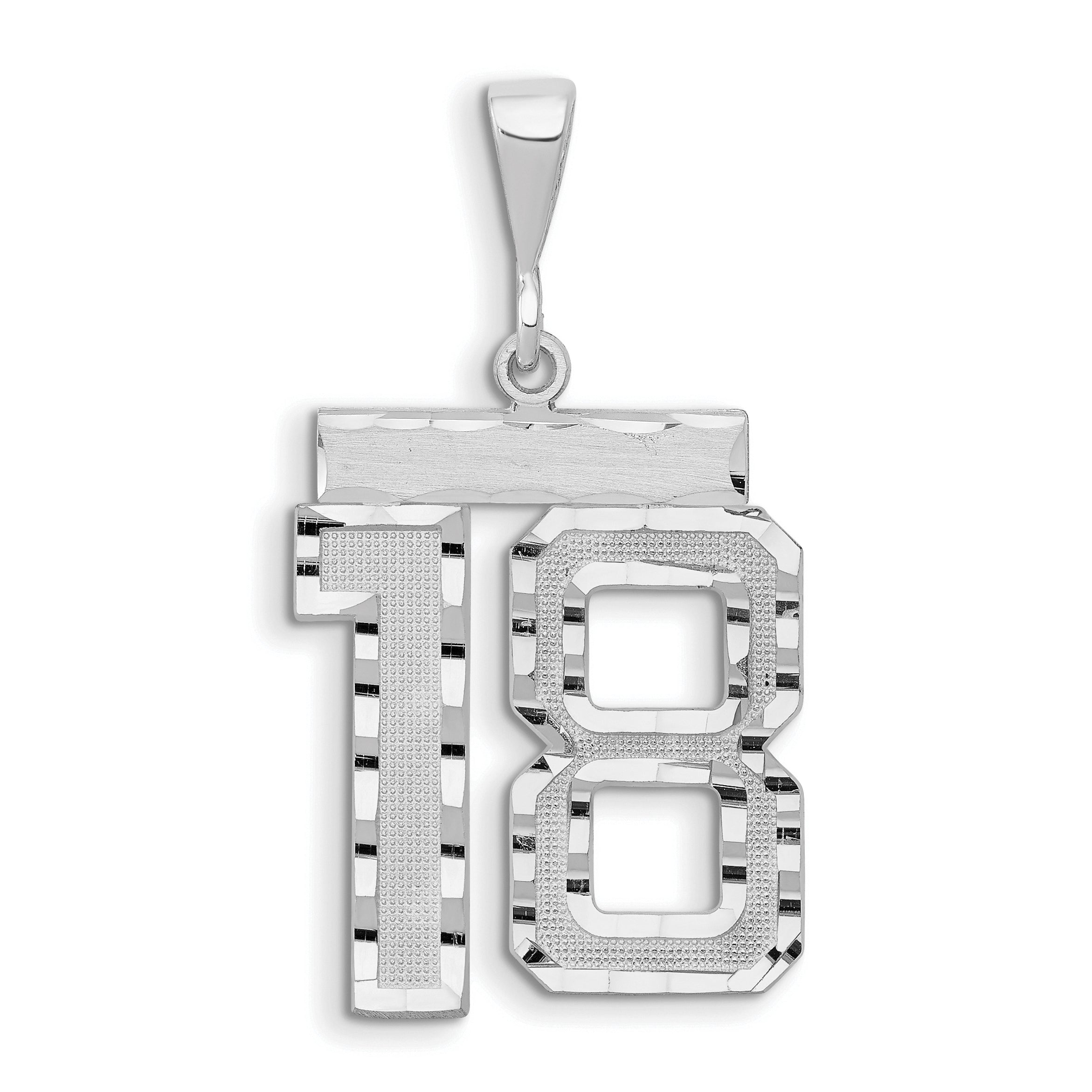 14kw Large Brushed Diamond-cut Number 18 Charm Main image