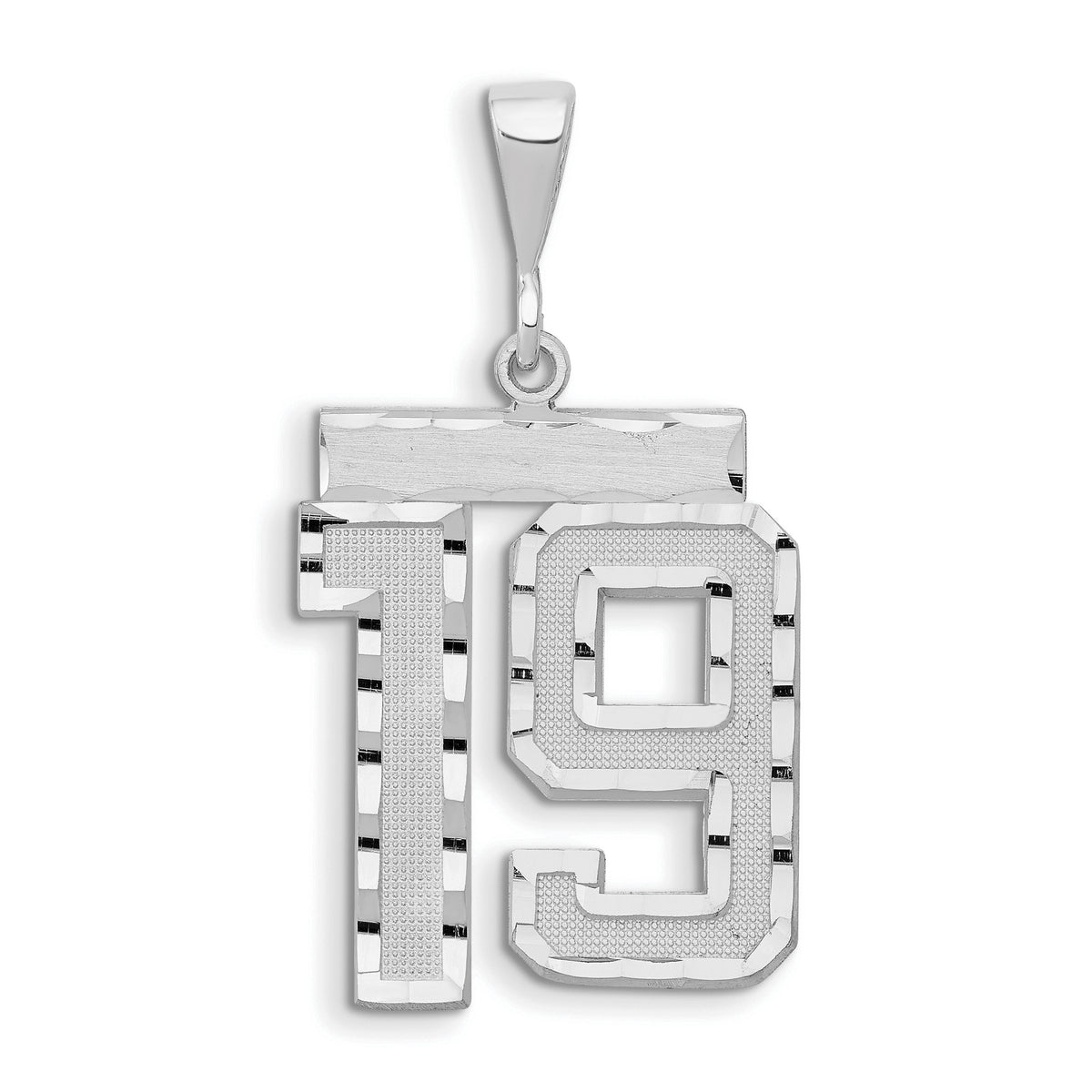 14kw Large Brushed Diamond-cut Number 19 Charm