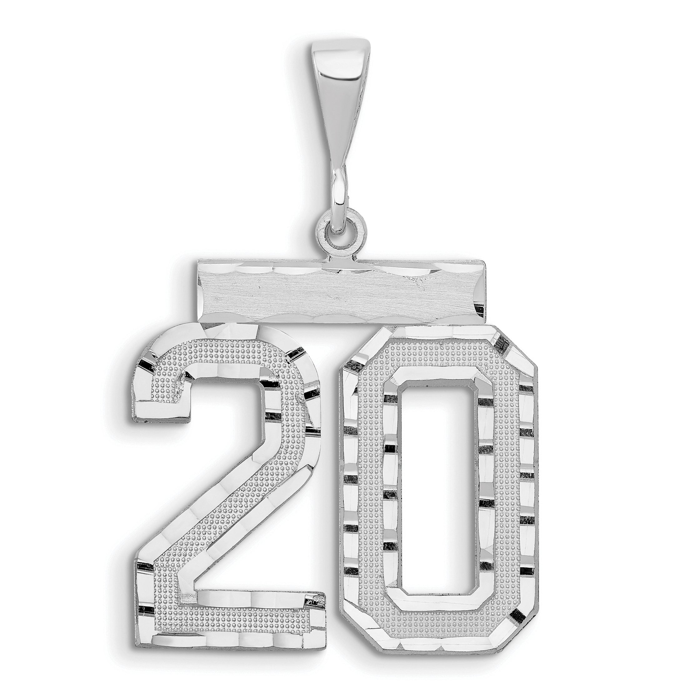 14kw Large Brushed Diamond-cut Number 20 Charm Main image