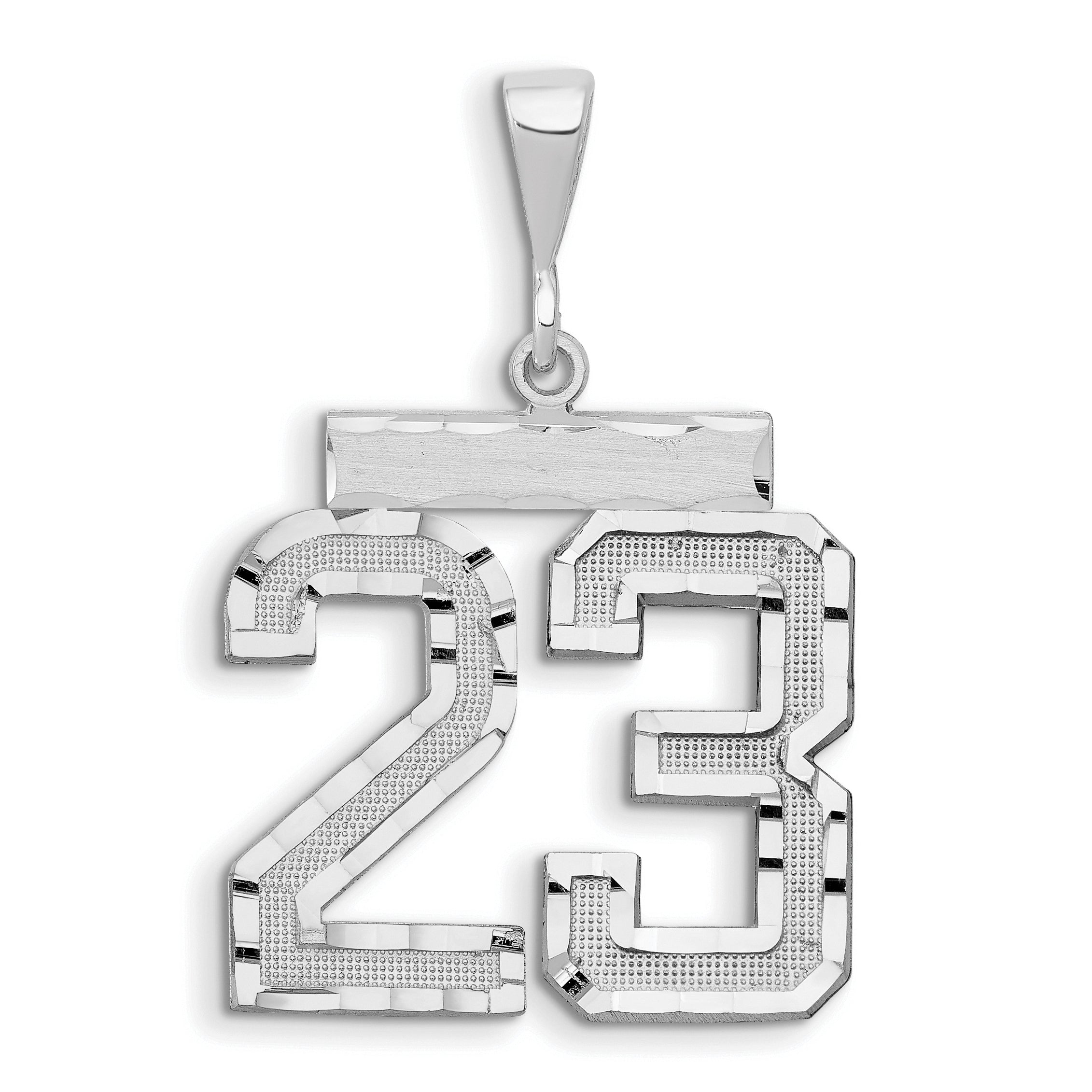 14kw Large Brushed Diamond-cut Number 23 Charm Main image