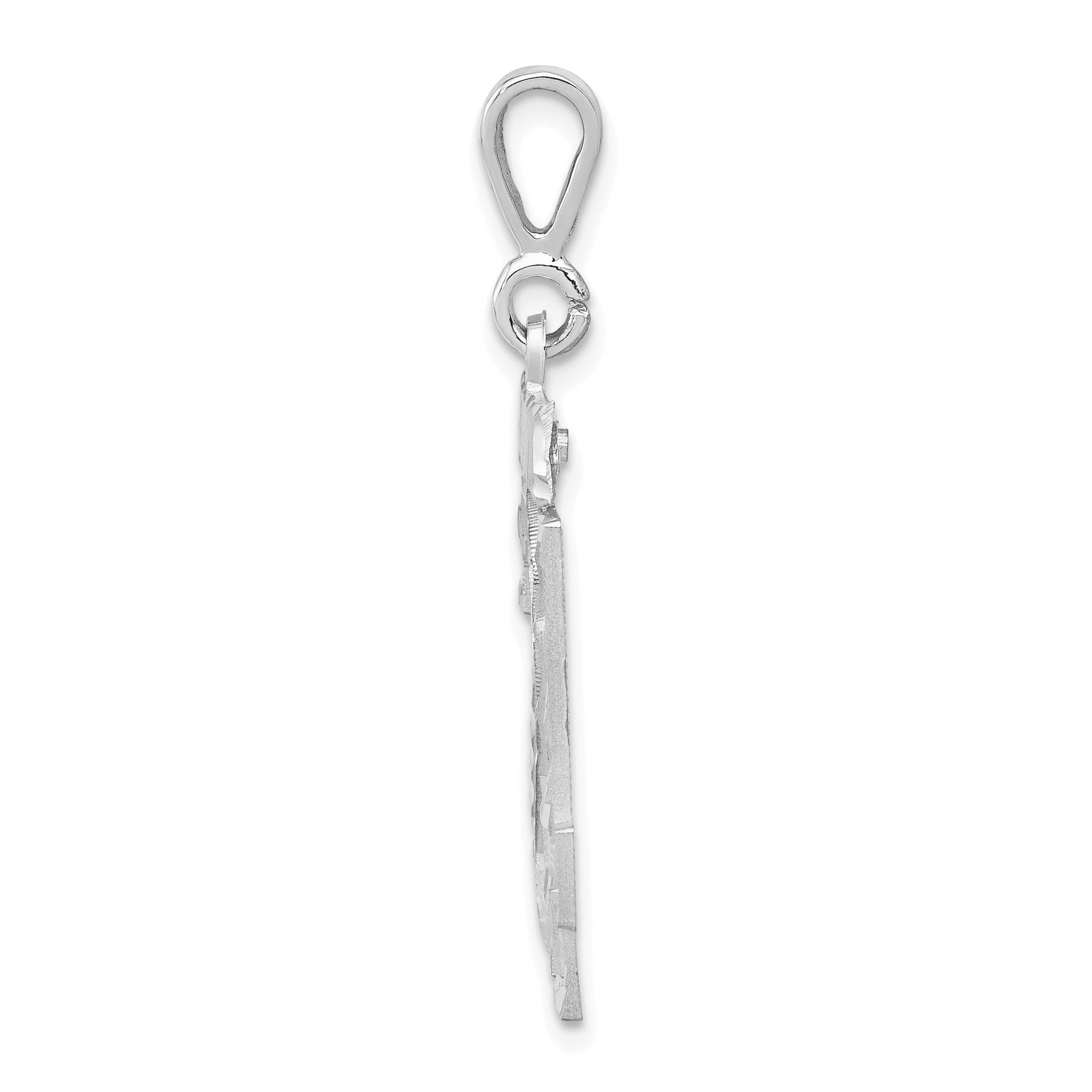 14K White Gold Large Diamond-cut Number 24 Charm Secondary image