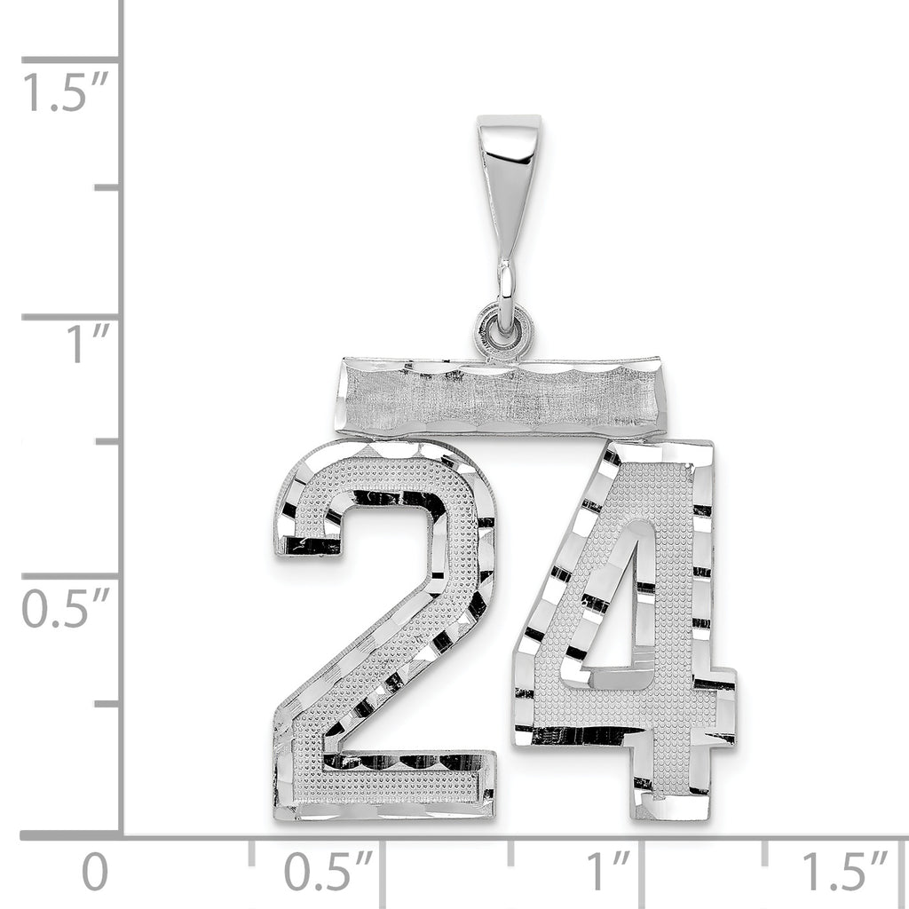 14K White Gold Large Diamond-cut Number 24 Charm
