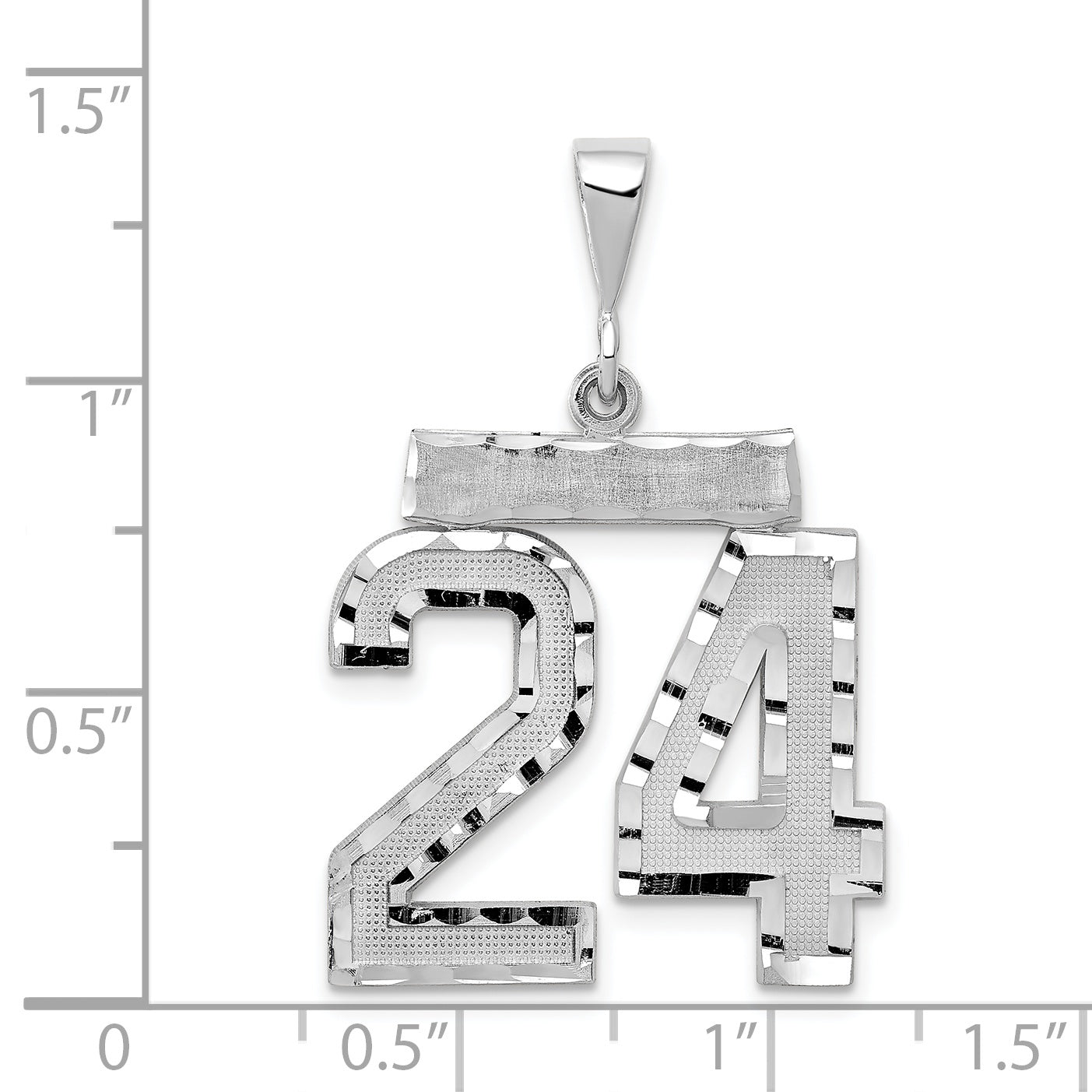 14K White Gold Large Diamond-cut Number 24 Charm