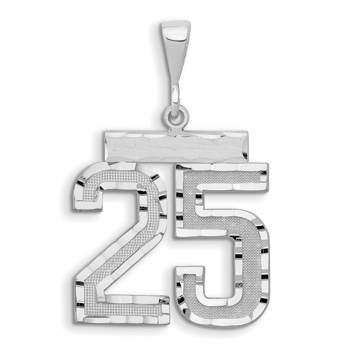 14kw Large Brushed Diamond-cut Number 25 Charm