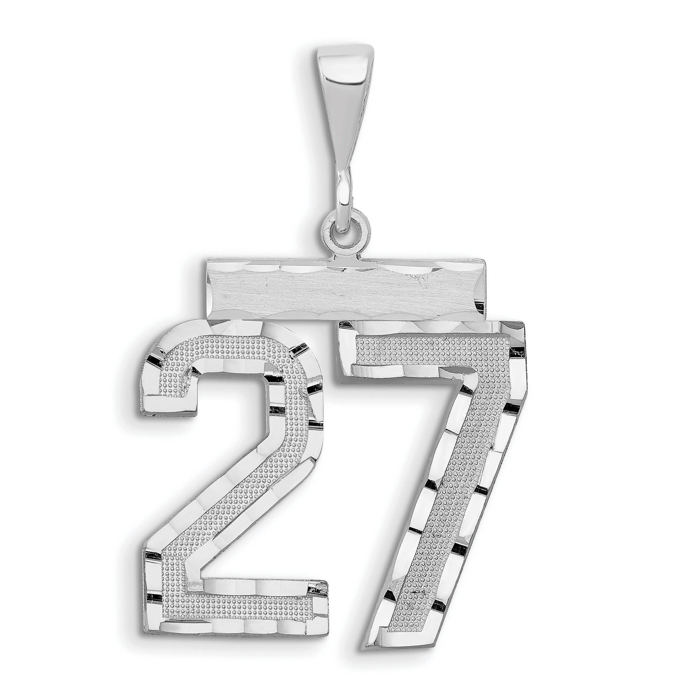 14kw Large Brushed  Diamond-cut Number 27 Charm