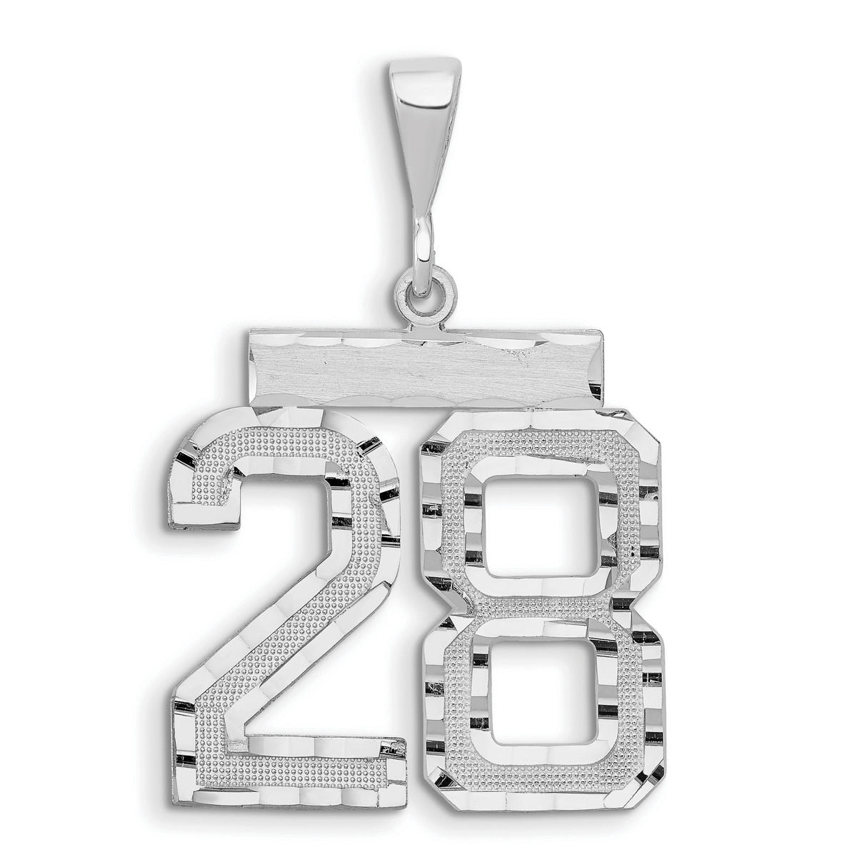 14kw Large Brushed  Diamond-cut Number 28 Charm