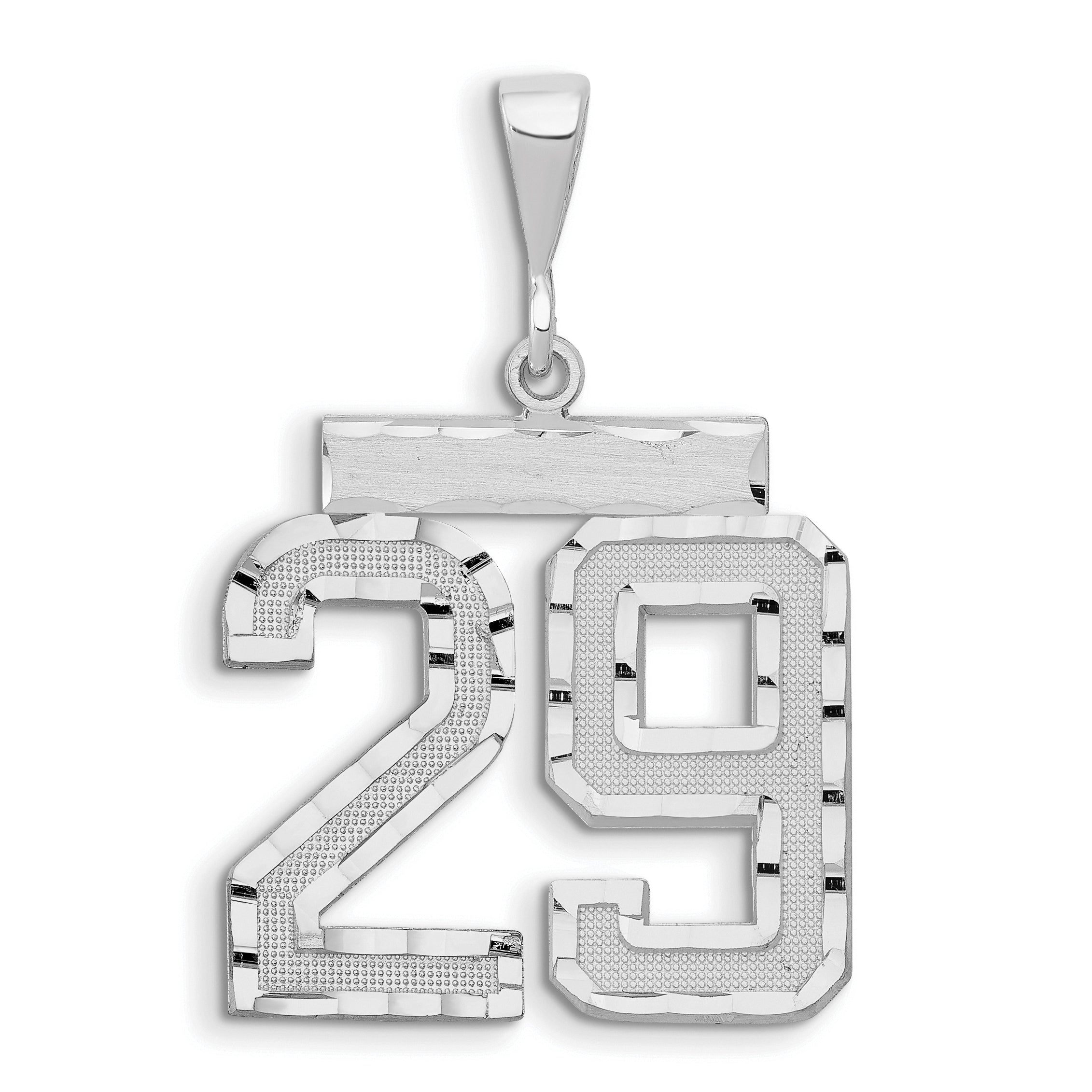 14kw Large Brushed Diamond-cut Number 29 Charm