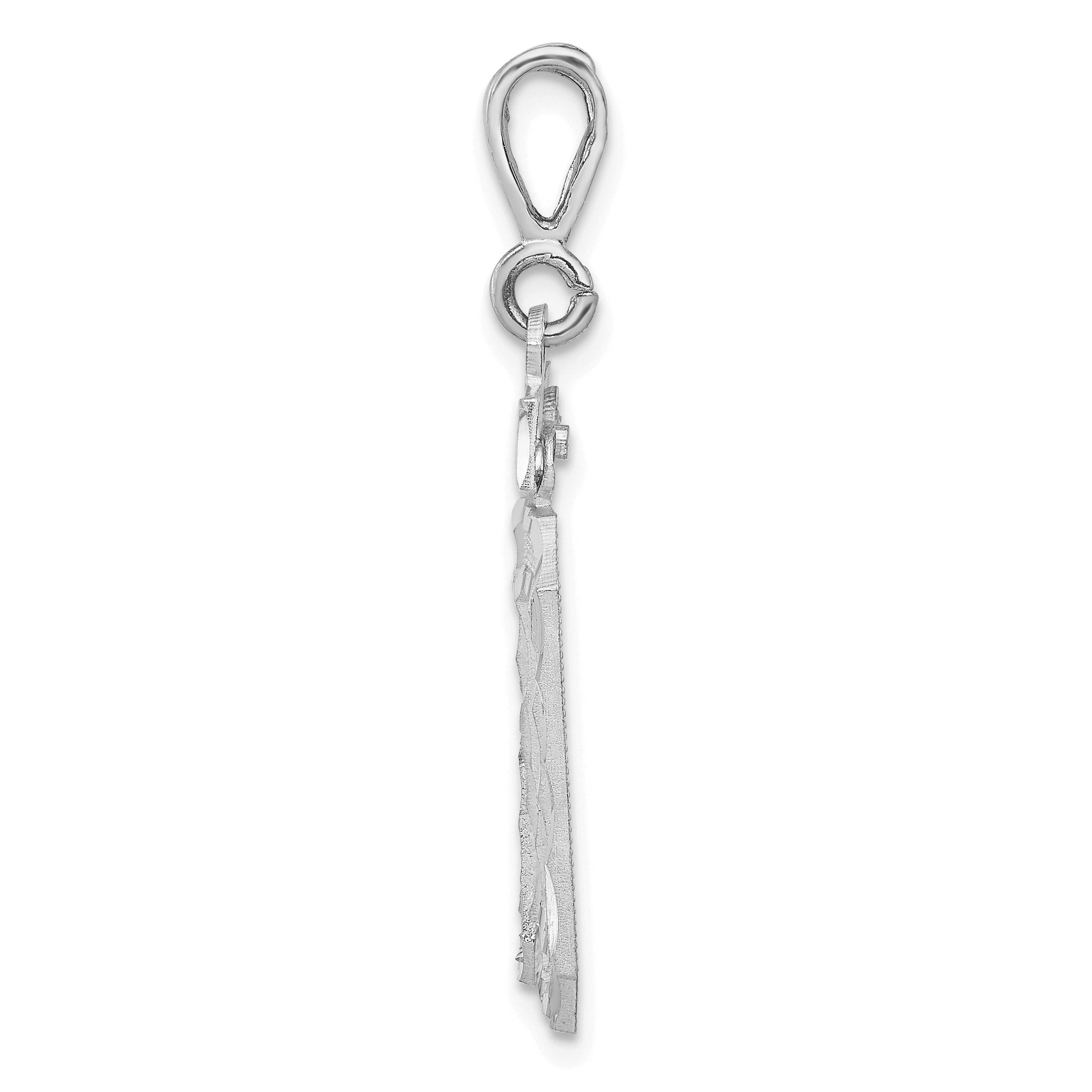 14K White Gold Large Diamond-cut Number 30 Charm
